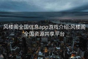 风楼阁全国信息app游戏介绍:风楼阁全国资源共享平台