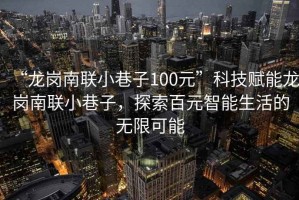 “龙岗南联小巷子100元”科技赋能龙岗南联小巷子，探索百元智能生活的无限可能