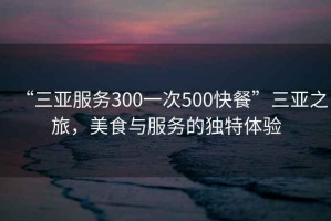 “三亚服务300一次500快餐”三亚之旅，美食与服务的独特体验