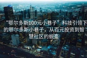 “鄂尔多斯100元小巷子”科技引领下的鄂尔多斯小巷子，从百元投资到智慧社区的蜕变