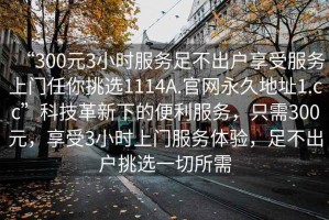 “300元3小时服务足不出户享受服务上门任你挑选1114A.官网永久地址1.cc”科技革新下的便利服务，只需300元，享受3小时上门服务体验，足不出户挑选一切所需