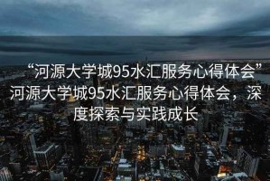 “河源大学城95水汇服务心得体会”河源大学城95水汇服务心得体会，深度探索与实践成长