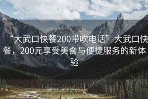 “大武口快餐200带吹电话”大武口快餐，200元享受美食与便捷服务的新体验