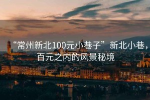 “常州新北100元小巷子”新北小巷，百元之内的风景秘境