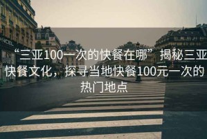 “三亚100一次的快餐在哪”揭秘三亚快餐文化，探寻当地快餐100元一次的热门地点