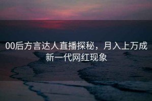 00后方言达人直播探秘，月入上万成新一代网红现象