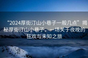 “2024厚街汀山小巷子一般几点”揭秘厚街汀山小巷子，一场关于夜晚的狂欢与未知之旅