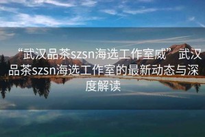 “武汉品茶szsn海选工作室威”武汉品茶szsn海选工作室的最新动态与深度解读