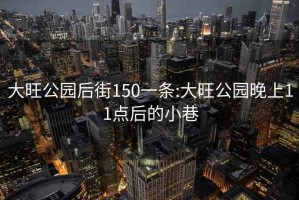 大旺公园后街150一条:大旺公园晚上11点后的小巷