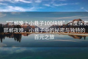 “邯郸晚上小巷子100块钱”深度探索邯郸夜晚，小巷子中的秘密与独特的百元之旅