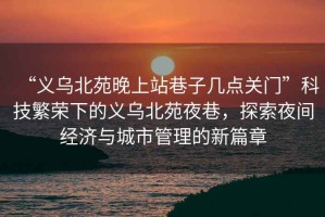 “义乌北苑晚上站巷子几点关门”科技繁荣下的义乌北苑夜巷，探索夜间经济与城市管理的新篇章