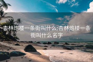 杏林炮楼一条街叫什么:杏林炮楼一条街叫什么名字