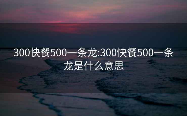 300快餐500一条龙:300快餐500一条龙是什么意思