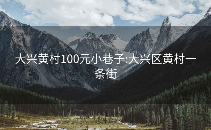 大兴黄村100元小巷子:大兴区黄村一条街