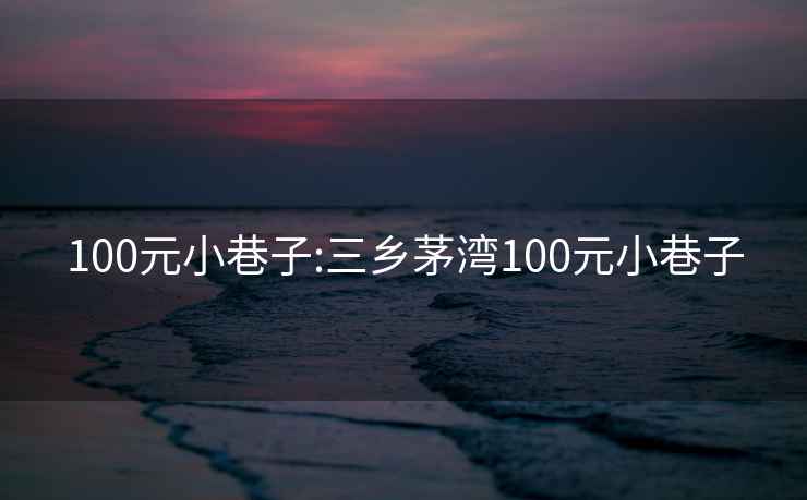 100元小巷子:三乡茅湾100元小巷子