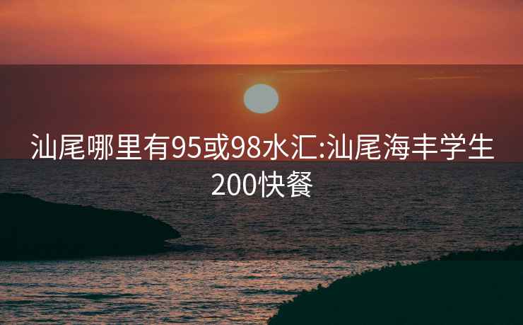 汕尾哪里有95或98水汇:汕尾海丰学生200快餐