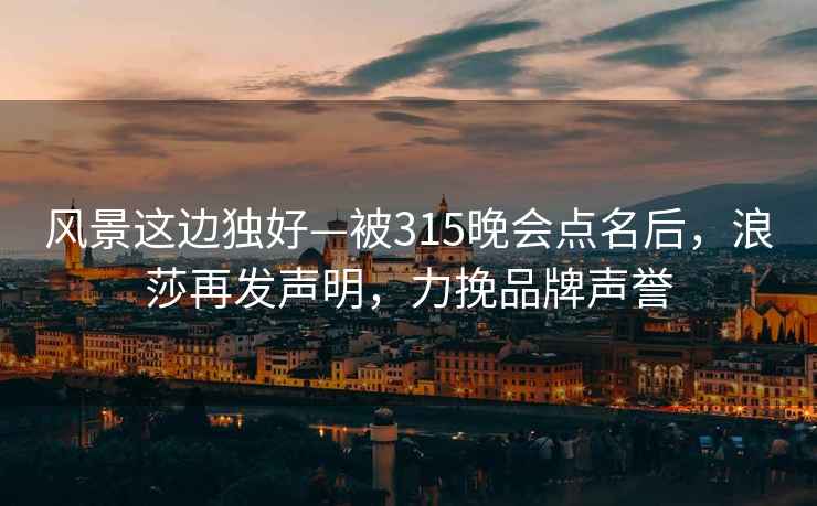 风景这边独好—被315晚会点名后，浪莎再发声明，力挽品牌声誉