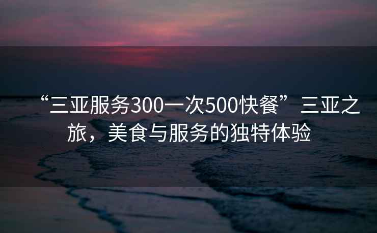 “三亚服务300一次500快餐”三亚之旅，美食与服务的独特体验