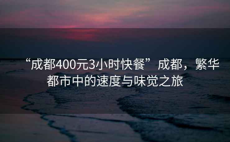 “成都400元3小时快餐”成都，繁华都市中的速度与味觉之旅