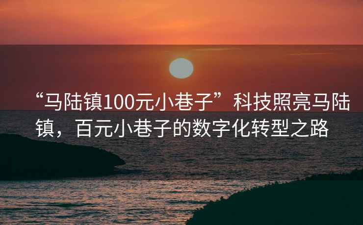 “马陆镇100元小巷子”科技照亮马陆镇，百元小巷子的数字化转型之路