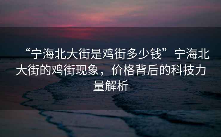 “宁海北大街是鸡街多少钱”宁海北大街的鸡街现象，价格背后的科技力量解析