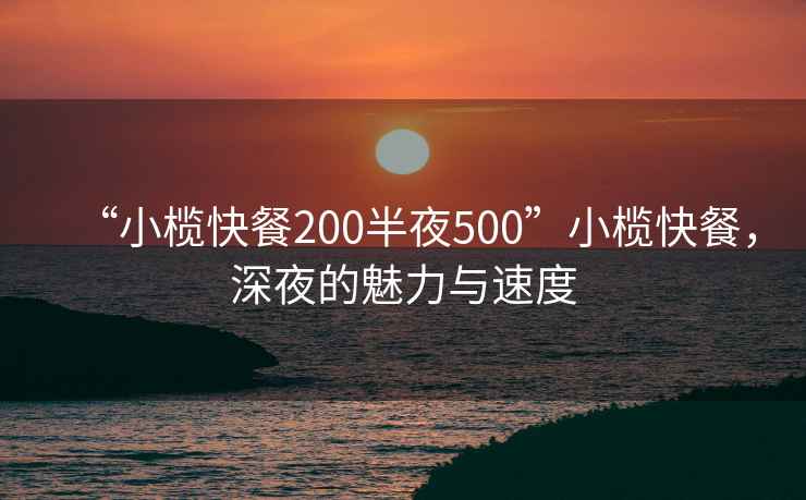 “小榄快餐200半夜500”小榄快餐，深夜的魅力与速度