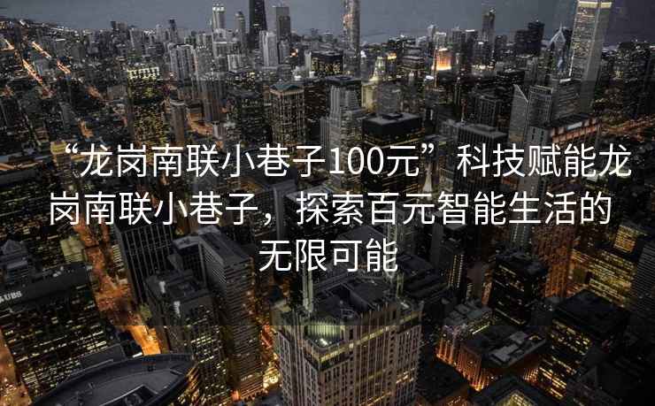 “龙岗南联小巷子100元”科技赋能龙岗南联小巷子，探索百元智能生活的无限可能