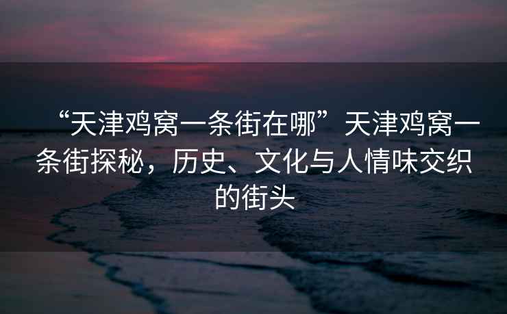 “天津鸡窝一条街在哪”天津鸡窝一条街探秘，历史、文化与人情味交织的街头