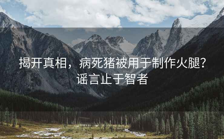 揭开真相，病死猪被用于制作火腿？谣言止于智者