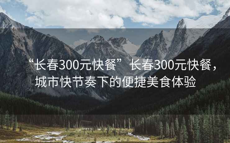 “长春300元快餐”长春300元快餐，城市快节奏下的便捷美食体验