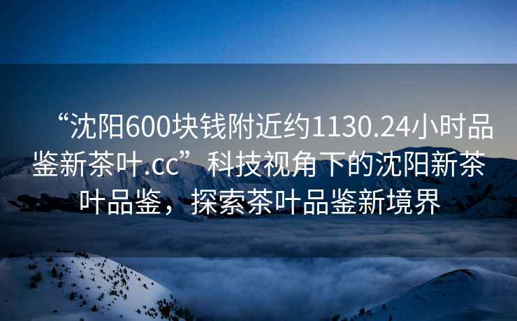 “沈阳600块钱附近约1130.24小时品鉴新茶叶.cc”科技视角下的沈阳新茶叶品鉴，探索茶叶品鉴新境界