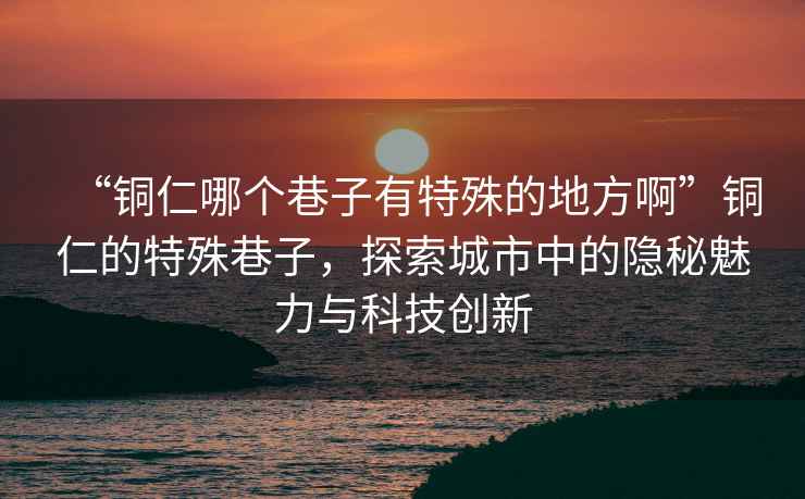 “铜仁哪个巷子有特殊的地方啊”铜仁的特殊巷子，探索城市中的隐秘魅力与科技创新