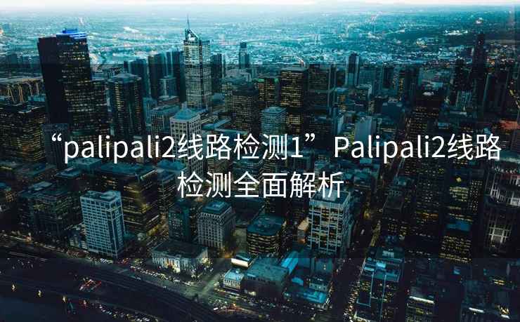 “palipali2线路检测1”Palipali2线路检测全面解析